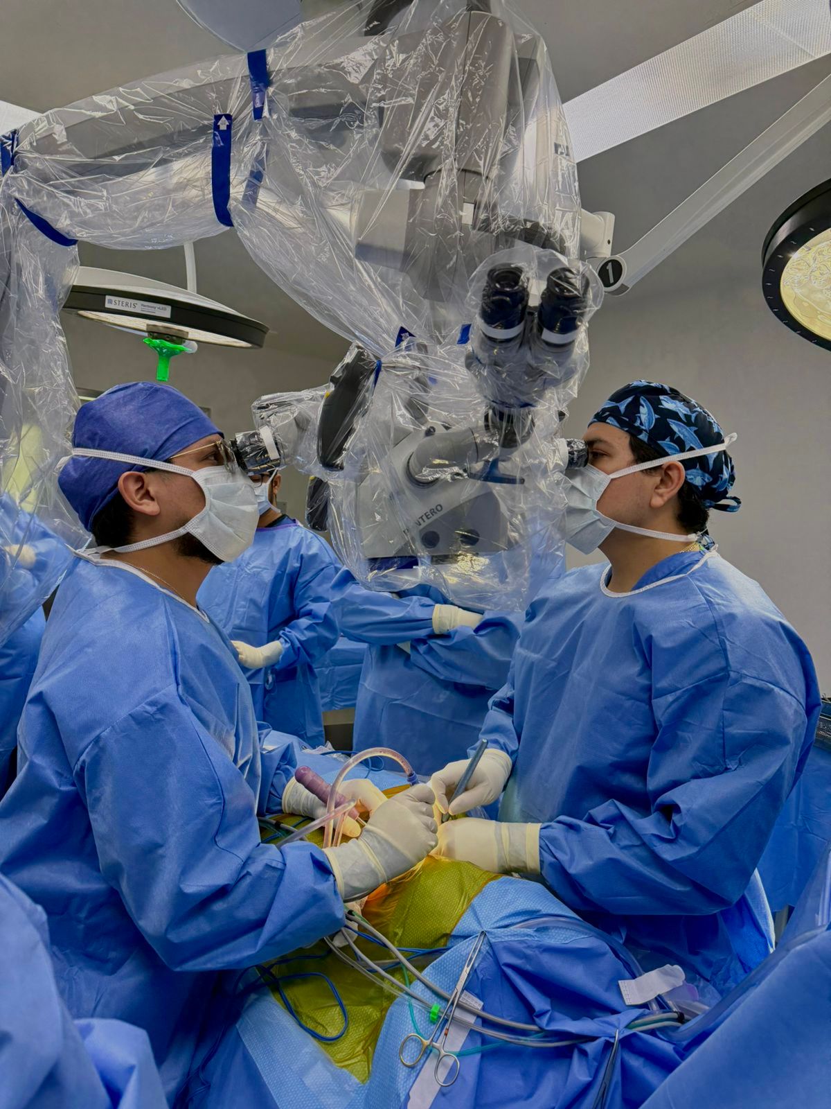 Doctor mostrando modelo de disco